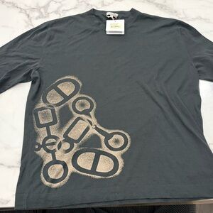 Hermes Black Long Sleeve Tee with Beige Graphic